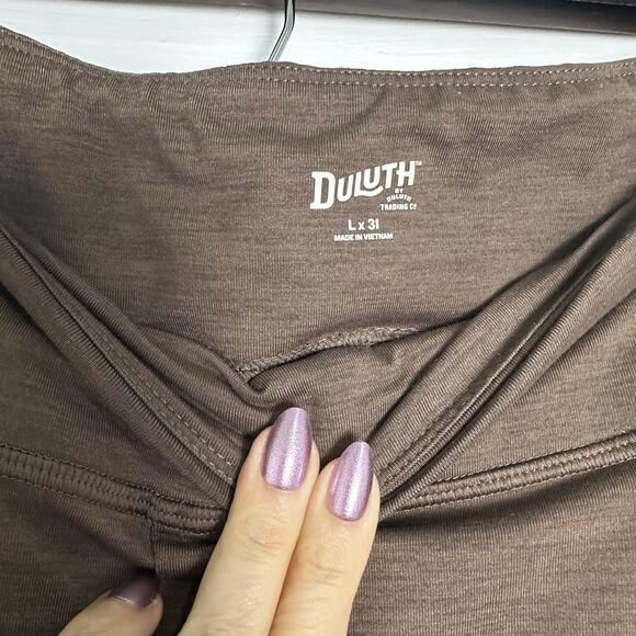 Duluth Trading Co L X 31 Brown Straight Leg High Rise Stretch Yoga Pants Pockets - Picture 2 of 9